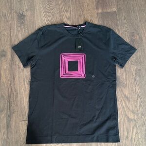 BOSS Black Tee with Pink Square Design